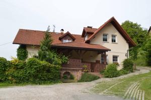 a white house with a brown roof at Chalupa Dana in Víchová nad Jizerou