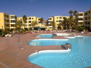 two swimming pools with teddy bears in a resort at Apartamentos Ronsan in Maspalomas