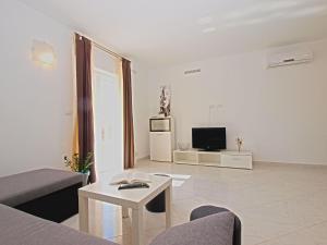 salon z kanapą i telewizorem w obiekcie House Andrej 1372 w Medulinie