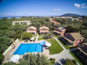 an aerial view of a house with a swimming pool at Iliana Villas in Lefkada