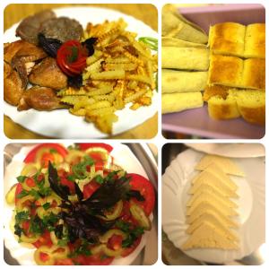 a collage of four pictures of different types of food at Hotel KA-EL in Musalerr