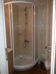 y baño con ducha y bañera. en Snezhanka Apartments TMF, en Pamporovo