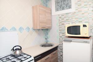 ドニプロにあるApartments on Kyrchatovaの小さなキッチン(電子レンジ、シンク付)