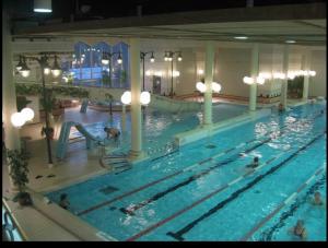 una gran piscina con gente nadando en ella en Mini-Mani Northern House, en Sorsakoski