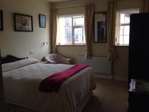 a hotel room with a bed and two windows at Rockville House B&B in Cashel