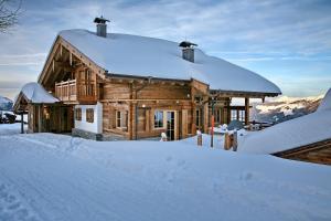 カルテンバッハにあるVilla Alpinの雪屋根のログキャビン