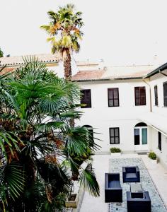 a palm tree in front of a white building at Martins Residence de Luxe in Ravenna
