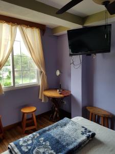 a bedroom with a bed and a tv on the wall at Residencial El Valle in Valle de Anton
