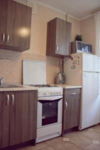 モスクワにあるInnDays on Cheryomushki 39のキッチン(白いコンロ、冷蔵庫付)