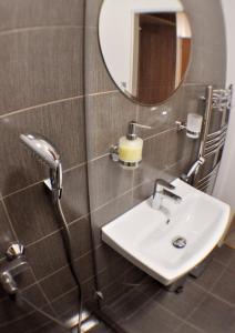 a bathroom with a sink and a mirror at Studia Letců 2A in Olomouc