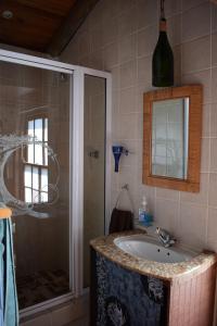 a bathroom with a sink and a shower at Drifters Inn - Cape St Francis in St Francis Bay