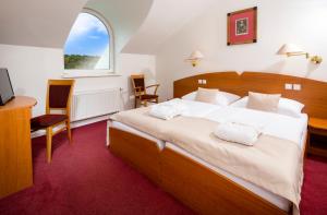 una camera con letto, scrivania e finestra di Spa Resort Libverda - Hotel Nový Dům a Lázně Libverda Altre 27 foto