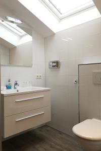 a bathroom with a toilet and a sink and a mirror at Forsters Schwarzwald Hof - Resort-Hotel&Pension in Feldberg