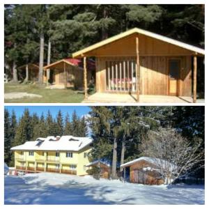 two pictures of a house in the snow at BUNGALOWS SKI PISTA Govedarci in Govedartsi