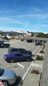un grupo de autos estacionados en un estacionamiento en Western Inn Motel & RV Park, en Fairplay