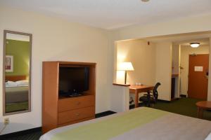 pokój hotelowy z łóżkiem i telewizorem w obiekcie Motel 6-Anderson, IN - Indianapolis w mieście Anderson
