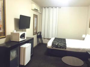 a hotel room with a bed and a television at City Square Motel in Melbourne