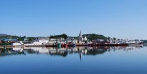 a large body of water with boats in a town at Bay View Hotel in Killybegs