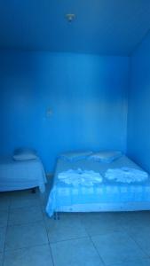 a blue room with a bed with a blue wall at Pousada MG in Foz do Iguaçu +16 photos