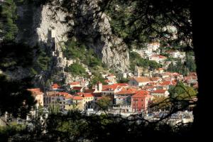 a view of a town on a mountain at Apartment Zorica in Omiš