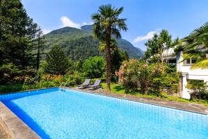 ein Schwimmbad mit Bergen im Hintergrund in der Unterkunft Villa delle Palme in Coglio