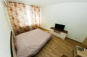 ヴォロネジにあるATLANT Apartments 57の小さなベッドルーム(ベッド1台、テレビ付)