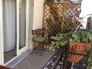 einen Balkon mit einem Stuhl und einer Topfpflanze in der Unterkunft Villa Augustea in Somma Vesuviana