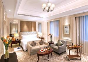Uma área de estar em Carp Islet Resort Fuzhou