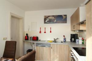 a kitchen with a sink and a counter top at Ferienwohnung Kopp II in Greiz