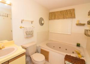 a bathroom with a tub and a toilet and a sink at Lake Winnipesaukee230 in Mallard Cove