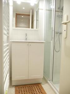 a bathroom with a sink and a shower at Residence Sylvana in Les Deux Alpes