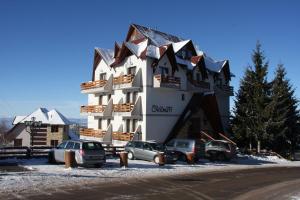 a large building with cars parked in front of it at Villa Milmari in Kopaonik