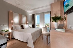 Habitación de hotel con cama y TV en Hotel Ambasciatori, en Riccione