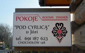 Certifikát, ocenenie alebo iný dokument vystavený v ubytovaní Pokoje Pod Cyrlicą u Józi