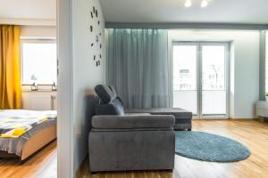 Łóżko lub łóżka w pokoju w obiekcie Apartament 48m w centrum Grójca