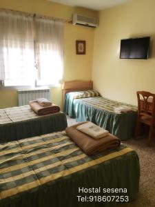 A bed or beds in a room at Hostal Seseña