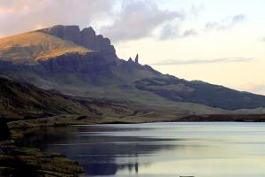 a view of a mountain with a body of water at Number 12 Self Catering in Portree