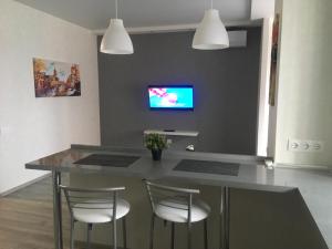 Televízia a/alebo spoločenská miestnosť v ubytovaní Apartment on Avtolyubiteley