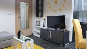 a living room with a television and a couch at Apartman Karma in Bijeljina