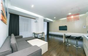 a living room with a couch and a tv at Kreschatik 21 with terrace 2BR in Kyiv +20 photos