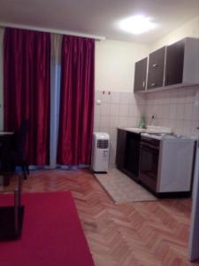 um quarto com uma cozinha com uma bancada em Apartment Viktor 2 stan na dan em Šabac