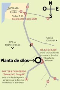 a map of the planned eruvent on the santa margresa de silos at Estancia El Cangue in Porvenir