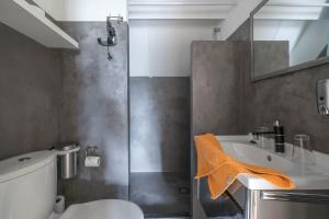 a bathroom with a shower and a toilet and a sink at Apart Hotel Het Veerse Meer in Kortgene