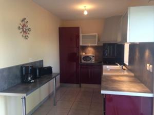 een keuken met een spoelbak en een magnetron bij Ar baradoz in Guiler-sur-Goyen +13 foto's