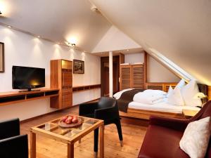 TV a/nebo společenská místnost v ubytování Hotel Goldener Adler - im Sommer Silvretta Card Premium inkludiert