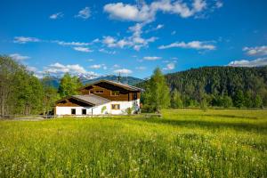 dom pośrodku pola w obiekcie Apartmenthaus Lieselotte w mieście Ramsau am Dachstein