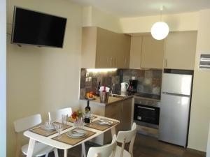 Kuchyň nebo kuchyňský kout v ubytování Mikros Gialos Apartments