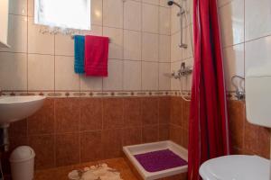 łazienka z toaletą, umywalką i prysznicem w obiekcie Apartments Nada 354 w Fažanie +37 zdjęć