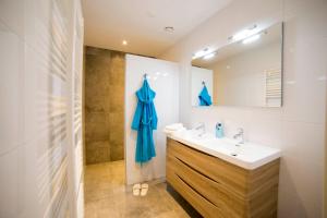 a bathroom with a sink and a mirror at Appartement de Runsvoort in Helvoirt