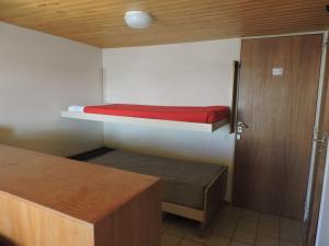 a small room with a bunk bed and a door at Apart Las Lenas in Las Lenas